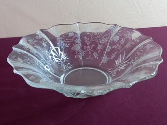 Glass Floral Etched Bowl