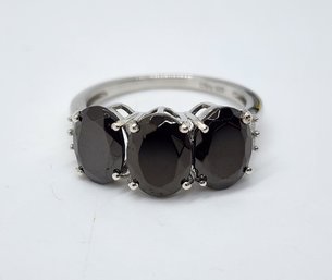 Premium Shungite, Moissanite Ring In Platinum Over Sterling