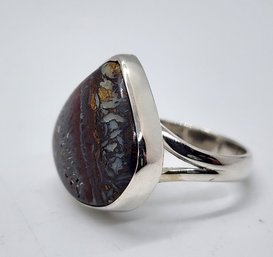 Natural Boulder Opal Ring In Sterling Silver