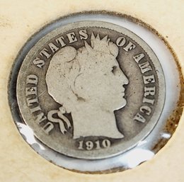 1910 Barber Silver Dime (104 Years Old)