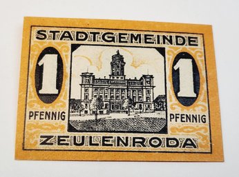 Antique.... August 1921s Notgeld  1 Pfennig Bank Note  German For 'emergency Money' UNC Condition