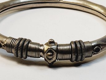 Vintage Unique Thick Sterling Silver Bangle Bracelet