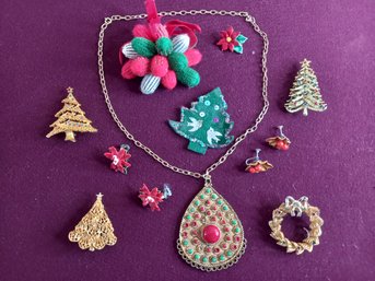 Vintage Christmas Jewelry Lot