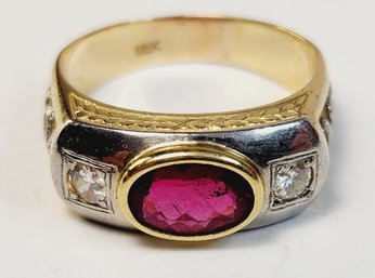 Exquisite ..... 18K Yellow Gold RUBY Diamond Solid Ring