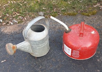 Gas Can, Watering Can Pair