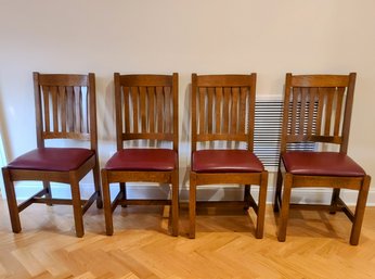 Set Of Four Stickley Mission Style Dining Chairs