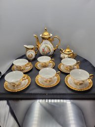 Antique Bavaria China Tea Set.  In Great Condition.  Beautiful Gold Accents. - - - - - - - Loc: GS1 Basket