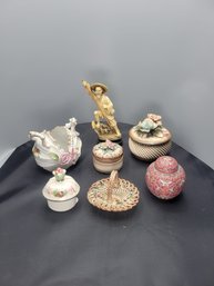 Collection Of Decorative Porcelain Items And A Faux Bone Fisherman. - - - - - - - - - - - - Loc: HC Box