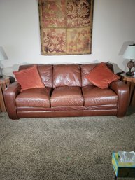 Leather 3 Person Sofa. ( Couch) Espresso Leather.  Nice Condition. - - - - - - - - - - - - - Loc: Garage