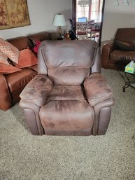 Power Recliner.  Tested And Working.  Espresso Suede With Camel Stitching. - - - - - - - - - - -Loc: Garage