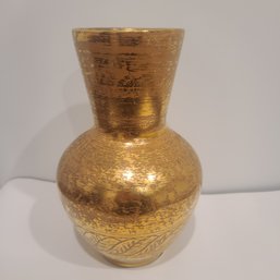 Vintage Stangl Vase Granada Gold Hand Painted Leaf Pattern