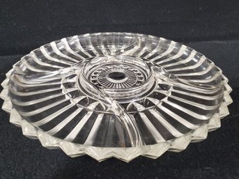 Vintage Indiana Glass Lotus Blossom Clear 5 Part Relish Platter