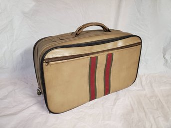 Vintage 1960s-1970s Leather-style Travel Suitcase Carryon Luggage