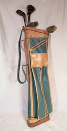 Vintage Golf Bag With Arrow Irons And Butchart-Nicholls Wood Clubs