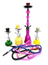 4 Various Size Hookah Shisha With Glass Vase, Ceramic Bowls & Hoses