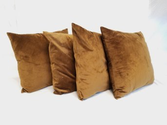 Set Of Four ARTCEST Velour Camel Color 17' Throw Pillows