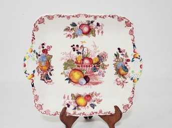 Vintage Mason's Ironstone China Fruit Basket Square Handled Small Plate Platter