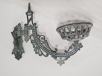 Reclaimed Cast Iron Victorian Wall Mounted Oil Lamp Holder Sconce