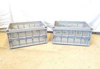 Pair Of Schiffmayer Plastics Corp Collapsible Crates