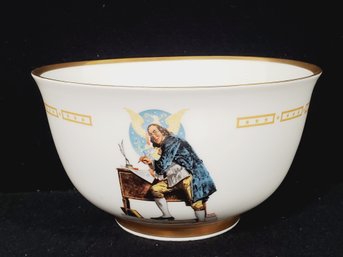 Never Used Danbury Mint Benjamin Franklin Signs The Declaration Of Independence Porcelain Bowl