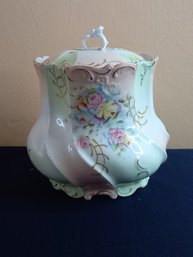 Floral Pink And Green Jar