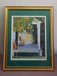 Watercolor Rocking Chair On Porch Still Life