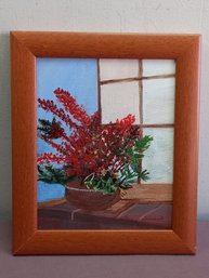 Oil On Canvas Red Flowers Still Life