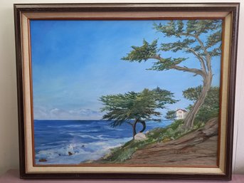 Oil On Canvas Trees By The Beach