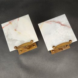 Pair Contemporary Square Marble Wall Sconces