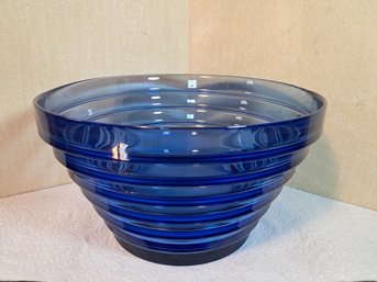 Art Deco Cobalt Blue Ribbed Bowl