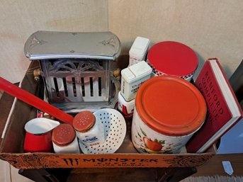 Mixed Lot Of Vintage Kitchen Items With Old Toaster Etc.