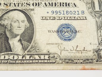 1935  $1 Dollar  *Star Note Blue Seal Silver Certificate  Bill ( No In God We Trust  On Back )