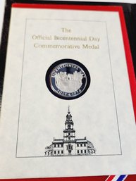Bicentennial Day Sterling Silver Proof Medal In Commemorative Book