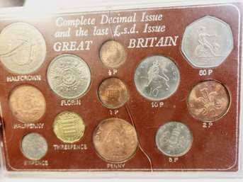UK Great Britain Complete Decimal Issue Last  L S D System Coin Set In Plastic Display 12 Coin Set