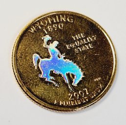 2007 WYOMING Quarter 24K Gold Plated  Prism Hologram Coin