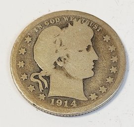 1914-D Barber Silver Quarter