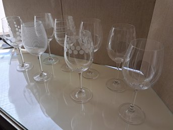 Mikasa Cheers Pattern Eight Wine Glasses 9'
