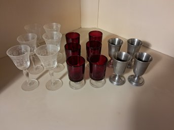 Sixteen Mixed Cordial Glasses