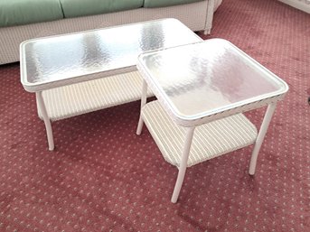 Resin Wicker Table With Glass Top/ Side Table With Glass Top