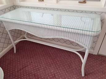 Resin Wicker Sofa Table With Extra Glass Top