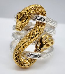 Bali, Yellow Gold Over Sterling Dragon Ring