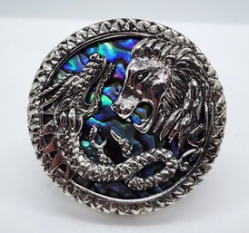 Bali, Abalone Shell Lion & Dragon Ring In Sterling