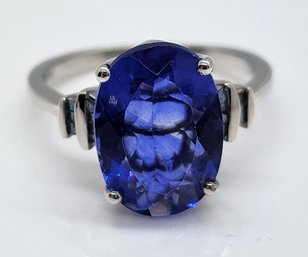 Color Change Fluorite, Blue Diamond Ring In Platinum Over Sterling