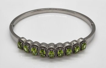 Peridot Bangle Bracelet In Stainless Steel