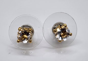 Brazilian Petalite Stud Earrings In 14k Yellow Gold Over Sterling