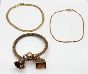 3 Vintage Gold Tone Bracelets