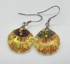 Simulated Yellow Topaz Earrings In Rhodium Over Sterling