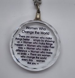 Vintage 'Women Who Change The World' Positive Affirmation Crystal Pendant & Stainless Chain