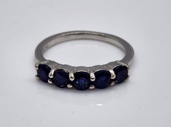 Sapphire Band Ring In Platinum Over Sterling