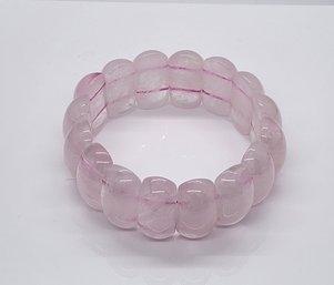 Rose Quartz Block Stretch Bracelet